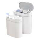 ELPHECO 2 Pack Bathroom Motion Sensor Trash can 2.5 Gallon + 2 Gallon Automatic Garbage Can Bathroom Decor, Slim Plastic Smart Trash Bin with Lid, Garbage can for Kitchen, Office, White, 2 Pack