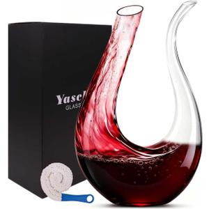 Wine Decanter, Swan U-Shaped Wine Carafe, Hand Blown Lead-Free Crystal Glass Wine Aerator, Large Red Wine Decanter Set, Easy Clean with Cleaning Brush , Luxury Gift for Christmas,Home,Parties