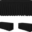 HolidayIdeas White 8ft Spandex Tablecloth 2 Pack Fitted Stretch Table Skirts 30x96 Inch, Wrinkle-Free Floor Length Polyester Table Cover for Weddings Parties Banquets Events