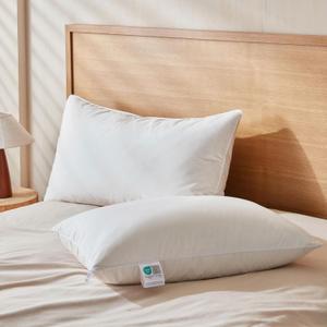 Goose Feather Down Pillows Queen Size Set of 2, Soft Pillows with 100% Organic Cotton Fabric, Luxury Hotel Quality Bed Pillow 2 Pack for Sleeping, Breathable & Fluffy (20" x 30")