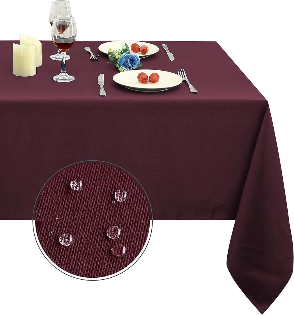 Obstal 210GSM Rectangle Table Cloth - Heavy Duty Water Resistance Microfiber Tablecloth, Decorative Fabric Table Cover for Outdoor and Indoor Use (Burgundy, 60 x 84 Inch)