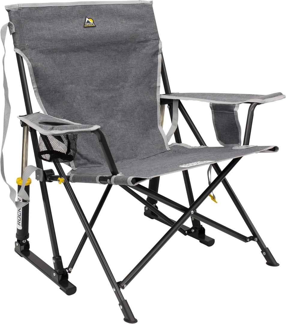 GCI Outdoor Kickback Rocker Outdoor Rocking Chair with Beverage Holder (Grey)