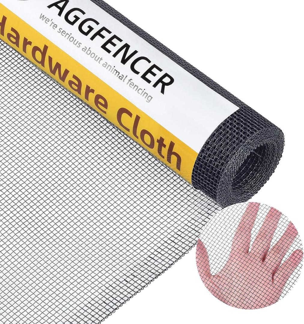 36in x 10ft Gray Hardware Cloth 1/8 inch 27Ga PVC Coated Wire Mesh Vinyl Coated Galvanized Wire Mesh Screen Roll, Welded Metal Chicken Wire Fencing, for Garden Plant Fencing Bee Screen