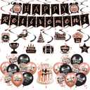 Retirement Party Decorations for Women,Rose Gold Happy Retirement Party Supplies, Retirement Banner,18pcs Retirement Latex Cofetti Balloons, Hanging Swirl, Cupcake Topper Retirement Party Decor Favors