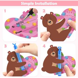 Valentines Day Gifts for Kids, 28 Pack Mini Bubble Wands with Greeting Cards Valentines Animal Themes for Kids, Valentine's Day School Prizes Party Favor, Classroom Exchange Gifts