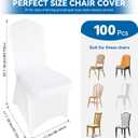100 Pieces White Chair Covers - Versatile Stretch Polyester Spandex Dining Chair Slipcovers for Dining, Party, Wedding, Banquet, and More