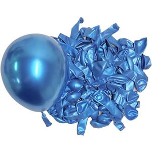 50PCS Metallic Chrome Balloons, 5 Inch Round Latex Birthday Balloons for Party Wedding Engagement Graduation Decorations, Blue