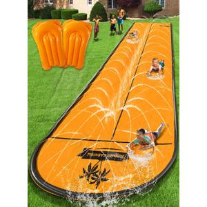 Slip and Water SlipSlip Water Slide for Kids Backyard 22ft*2 Lane Orange,Summer Toys for Kids Outdoor with Sprinkler and 3 Bodyboards