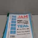 JAM PAPER Plastic Color POP Folders - 2 Pocket Durable Folders with Metal Prongs Fastener Clasps - Teal Blue - 6/Pack