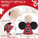 Cartoon Mouse 2nd Birthday Hat - Red & Black Party Hat for Girls Boys, Birthday Photo Props, Cake Smash, Baby Shower, Toddler Party Decorations (24 Months)