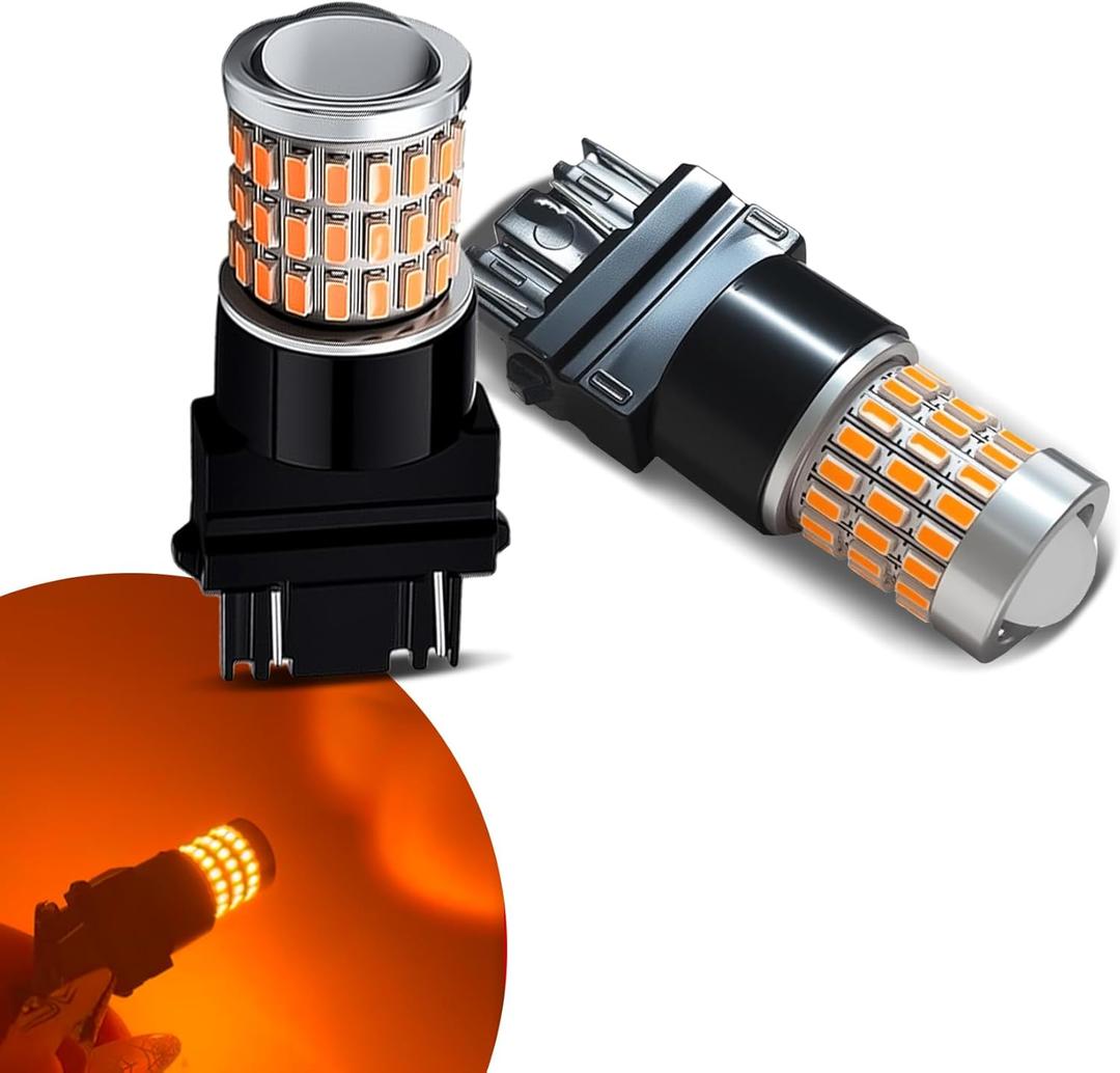 2PCS 3157 LED Bulbs, LED Turn Signal Bulb, Super Bright 3156 4157 3757 Turn Signal Light, Car Front Rear Turn Signal Light Blinker Parking Side Marker Brake Light for Most Cars (Yellow)