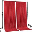 AK TRADING CO. 10 feet x 10 feet Polyester Backdrop Drapes Curtains Panels with Rod Pockets - Wedding Ceremony Party Home Window Decorations - RED (DRAPE-5x10-RED), 60"W x 120"L
