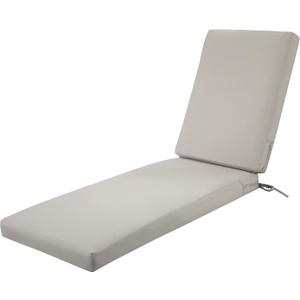 Classic Accessories Ravenna Water-Resistant 72 x 21 x 3 Inch Patio Chaise Lounge Cushion, Mushroom, Patio Cushion (72"L x 21"W x 3"Thick)