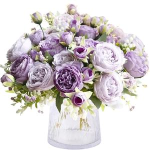 ASTRYAS 3 Packs Mix Purple Artificial Peonies Flowers, Peonies Artificial Flowers Silk Peonies Flowers Fake Flowers Peonies Bouquet for Centerpiece Table Wedding Party Home Decor