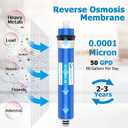 50 GPD RO Membrane filter Replacement with Reverse Osmosis Membrane Housing, Wrench, 1/4" Quick-Connect Fitting, Check Valve, Fit Under Sink RO Home Drinking Water Filter Filtration Purifier System