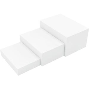 3 Pack White Buffet Food Risers, Step 12 1110 Size Acrylic Cube Box Display for Dessert Table Display Set Food Drink Collectibles Jewelry Figures, Display Stands for Retail Vendor Events,5 Side, Rectangle