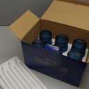 Vintage Glassware Drinking Glasses Set of 6,13 oz Blue Textured Flower Design Glass Water TumblersEmbossed Striped Drinkware for Water,Cocktails,Juice,Iced Coffee