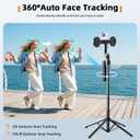 Auto Face Tracking Selfie Stick Tripod for iPhone with Light 360 Rotation That Follows Your Movement 70.9" Camera Tripod Stand with Remote for Content Creator Vlog Live Stream Video Recording