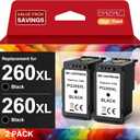 PG-260 XL Value Pack Ink Cartridges Replacement for Canon 260XL PG 260 XL Black Ink Cartridge High Yield Work with TS5320 TR7020 TS6420 TS5300 TS6400 TS6420a TR7022 TR7020a (2 Black)