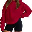 onlypuff Hoodies for Women Red Oversized Sweatshirts Hooded Pullover Casual Workout Soft Fall Fashion Outfits Winter Clothes S