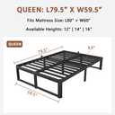 ZTH Queen Size Metal Platform Bed Frame 14 in, No Box Spring Needed, Black