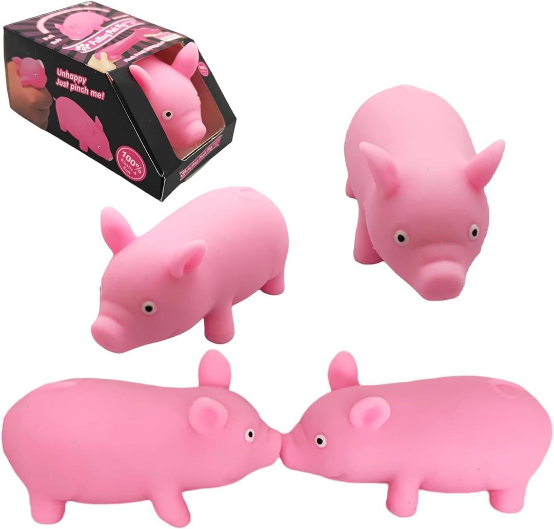 Cute Pink Pig Stress Toys, Cute Animal Squishy Pig Fidget Sensory Toys,Stress Relief Toy Gifts for Children and Adults, Stress Relief Squishy Toys for Kids (4 Pack)