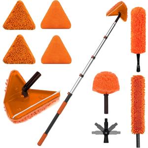 LAANPOLE 20FT Reach Dusters for Cleaning, Ceiling Fan Cleaner Duster with Extension Pole, Wall and Baseboard Cleaner Mop with Handle for Window Cobweb Fan Blade and High Ceiling