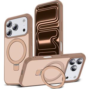 Compatible with iPhone 17 Pro Case with Ring Stand,Brown