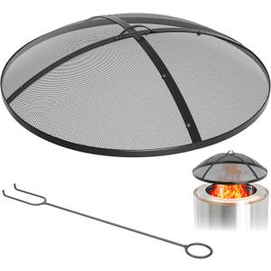 YITAHOME 30" Fire Pit Screen with Top Ring & Poker, Iron Mesh Spark Guard with High-Temperature Coating, Portable & Modular for Backyard Fire Pits, Camping, Beach Parties, and Barbecues