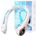 Portable Neck Fan with 6000mAh USB - Rechargeable Battery, Ultra-Light Bladeless Neck Fan LED Display, 360 Cooling Wearable Fan, 3 Speeds (White)