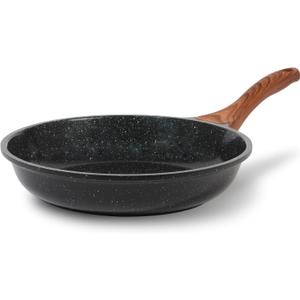 ESLITE LIFE Nonstick Ceramic Frying Pan Skillet, Non-Toxic Egg Omelette Kitchen Cooking Pans Compatible with All Stovetops (Gas, Electric & Induction), PTFE & PFOA Free (Black, 8'')