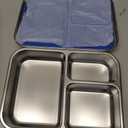 BOSEDSANG Stainless Steel Kids Leak-Resistant Bento Lunch Box, 3-Compartments with Silicone Container, Dishwasher-Safe, Child-Friendly Design for School, Picnics & Travel,BPA-Free (Blue)