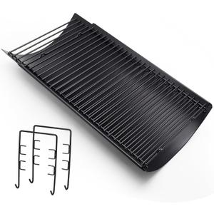 Hiorucet 23.38" to 41.5" Adjustable Ash Pan Drip Pan for Chargriller 5050 5650 2121 5072 3001 1624 2828 2823 2123 Charcoal Grills, Royal Gourmet Charcoal Grill CC1830SC, Part with 2pcs Grate Hanger