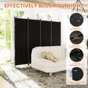 SUNALLY Room Divider 6FT Folding Privacy Screens, 4 Panel Fabric Divider for Room Separation, 88" W Freestanding Portable Wall Dividers Screen for Home Dorm Studio Office, Black