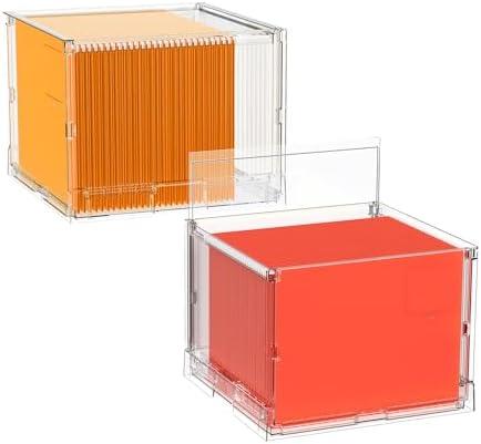 UMAIL File Box,Hanging File Organizer,Portable Storage Bins with Lids,Letter-size File Holder File Cabinet for Office/Home/Decor No Folders(2Pack)