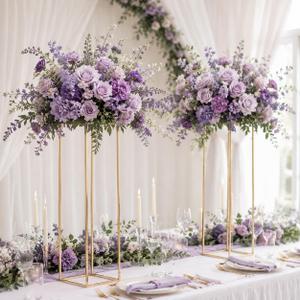 Sziqiqi Wedding Centerpieces for Tables Gold - Tall Metal Flower Stand Decorations for Weddings Party Metal Floor Geometric Vases for Events Reception 31.5inch