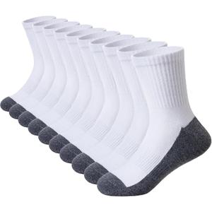 DoSmart Kids Athletic Crew Socks Boys Girls Classics Cotton School Uniform Childs Sports Breathable Casual Socks 10 Pairs, 9-12Yrs