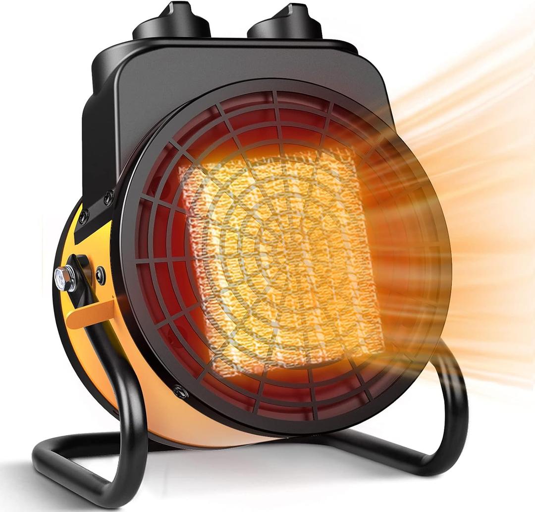 Air Choice Greenhouse Heater with Thermostat, 1500W Outdoor Space Heater with Overheat Protection, 3S Quick Heat, 3 Modes, 90 Tilt Rotation, Portable Patio Heater for Garage, Tent and Indoor Use