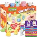 30 Pack Valentines Day Gift Cards with Mochi Squishy Toys Set for Kids, Valentine's Greeting Cards with Animals Squishies Toys Valentine School Classroom Exchange Prizes 
