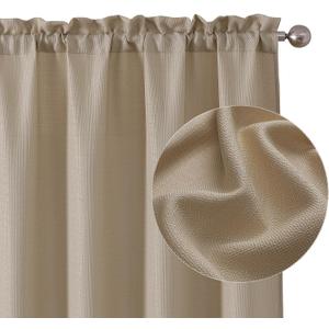 Chyhomenyc Camel Curtains 63 Inch Length 2 Panels, Faux Linen Textured Semi Sheer Light Filtering Soft Airy Rod Pocket Window Treatment Drapes for Living Room Bedroom, Each 40" Wx63 L