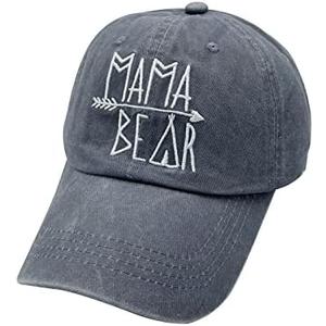 Waldeal Women's Embroidered Mama Bear Hat, Vintage Distressed Denim Mom Baseball Cap (Navy)