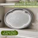 4 Pack Silver Serving Trays Set 20 x 15 Inch, Stainless Steel Serving Tray