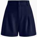 NIMIN Womens Shorts Dressy High Waisted 2025 Summer Trendy Business Casual Work Tailored Shorts Without Pockets Belts (Large, Navy Blue)