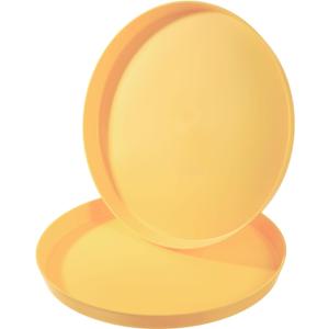 PATIKIL 11" Restaurant Serving Trays, 2 Pcs Round Non-Slip Food Service Tray Platter Reusable Plastic Fast Food Serving Tray for Bar Coffee Home Cafeteria Hotel, Yellow