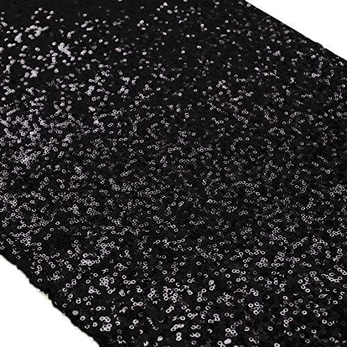 ShiDianYi 14" x 108" Black-Sequin Wedding Table Runner - Glitter, Halloween Decoration