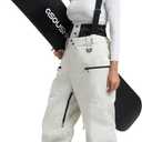 GSOU SNOW Womens Baggy Snowboard Pants Ski Bibs Snow Loose Overalls Waterproof Windproof Insulated Warm (X-Large, Beige)