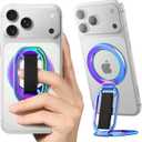 [2025 Upgraded] SUPERONE for MagSafe Phone Grip for MagSafe Kickstand Compatible with Mag Safe Finger Loop, 4-in-1 Phone Ring Holder Strap for iPhone 17/16/15/14/13 Series and Mag Safe Case - Colorful