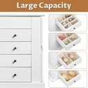 Emfogo Jewelry Box for Women, 5 Layer Large Wood Jewelry Boxes & Organizers for Necklaces Earrings Rings Bracelets, Rustic Jewelry Organizer Box with Rattan, Drawers and Mirror(Vintage White)