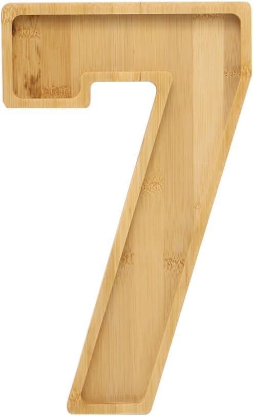 15.8'' Wood Number Charcuterie Fillable Board Box, Reusable Alphabet Number Shaped Form Tray for Anniversaries, Serving Tray for Birthday Party Decor Serving Plates Display Candy Cake (Number 7)