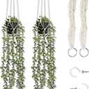 Comtelek Fake Hanging Plants 2 Pack Macrame Artificial Hanging Plants with Faux Vine Plant Hanger for Indoor Outdoor Home Wall Boho Bedroom Bathroom Office Wall Ceiling Decor